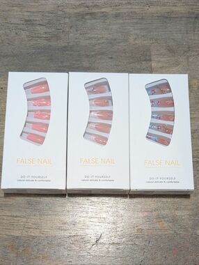 NEW ! Lot Of 3 Packs False Faux Nails Stick On *BIN